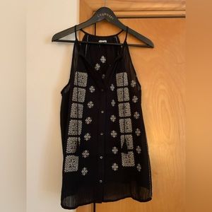 new without tags Joie navy sleeveless with embroidered detail